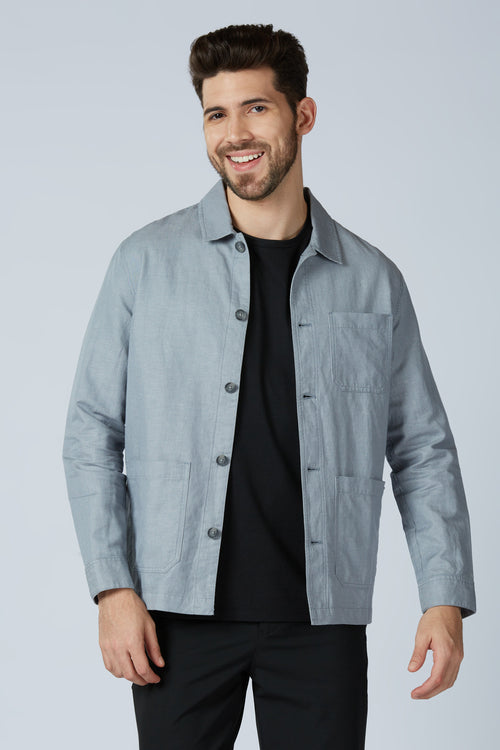 Linen Cotton Monument Grey Camp Shacket