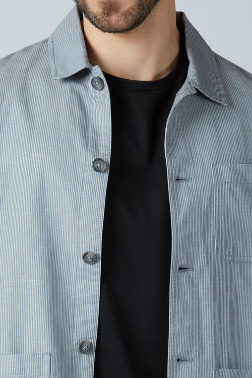 Linen Cotton Monument Grey Camp Shacket