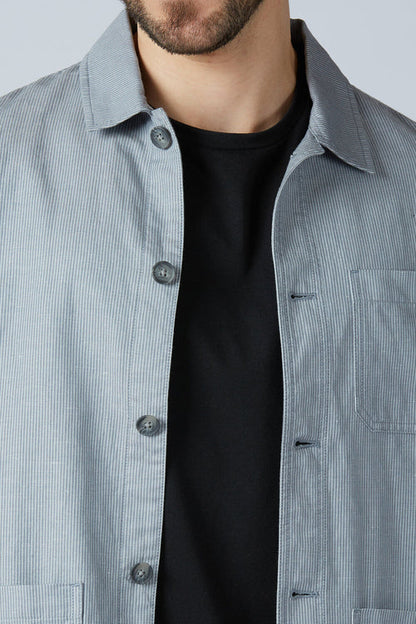 Linen Cotton Monument Grey Camp Shacket