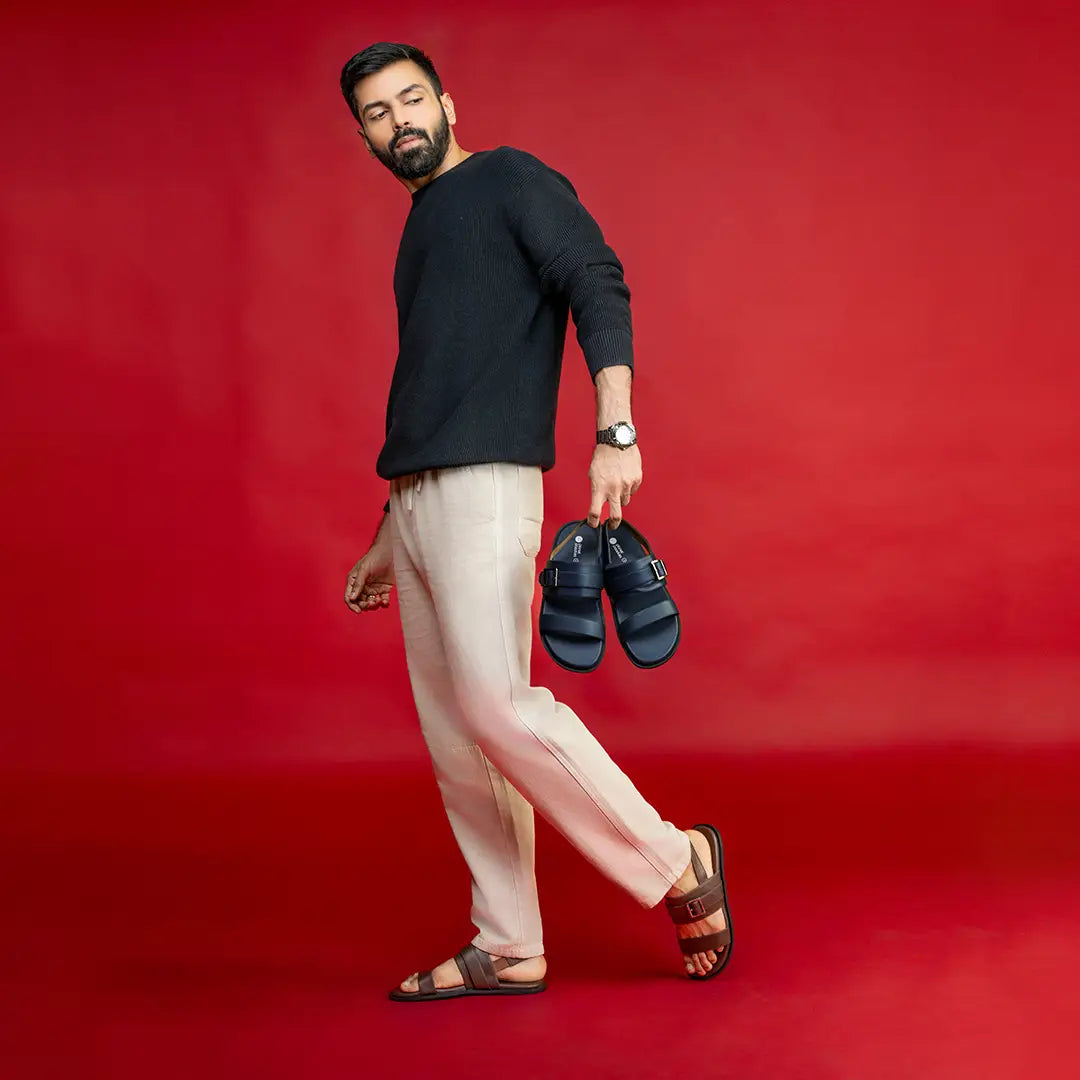 Paaduks Leo Crossover Vegan Leather Blue Men Sandals