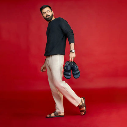 Paaduks Leo Crossover Vegan Leather Blue Men Sandals