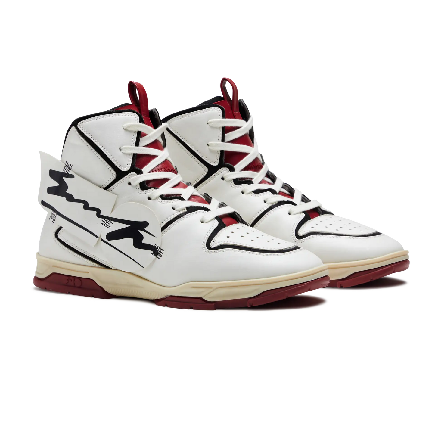 705 White Red Applique High-Top Sneaker