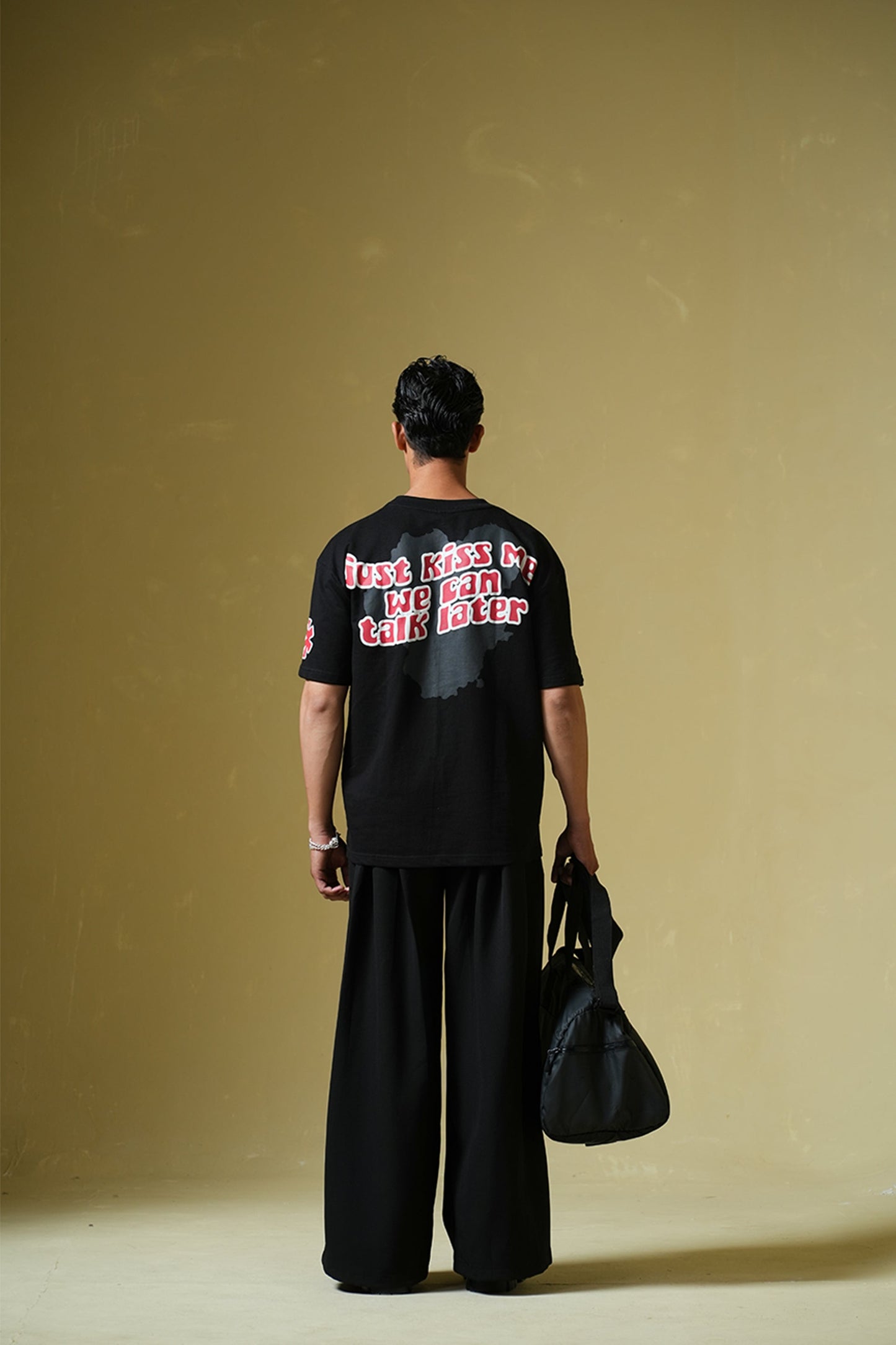 Talk Later Black Oversized T-shirt