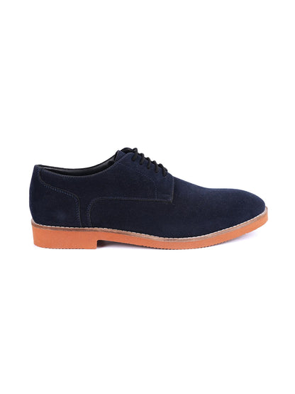 Monkstory Elegance Derby Suede Lace-Ups - Navy Blue