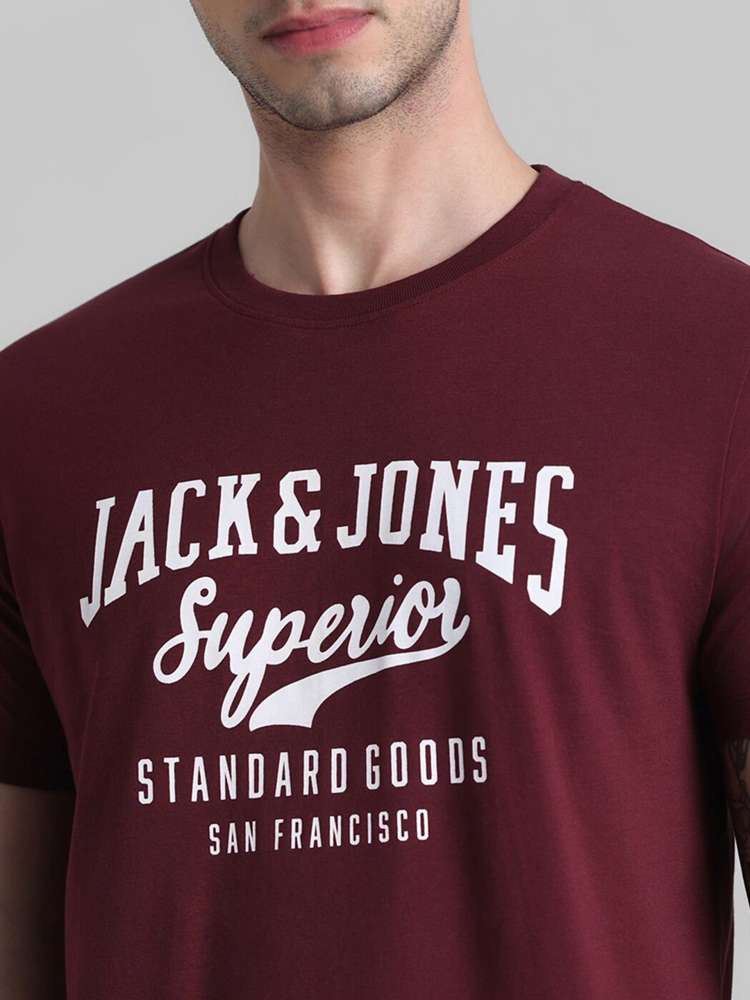 Typography Printed Round Neck Slim Fit T-shirt