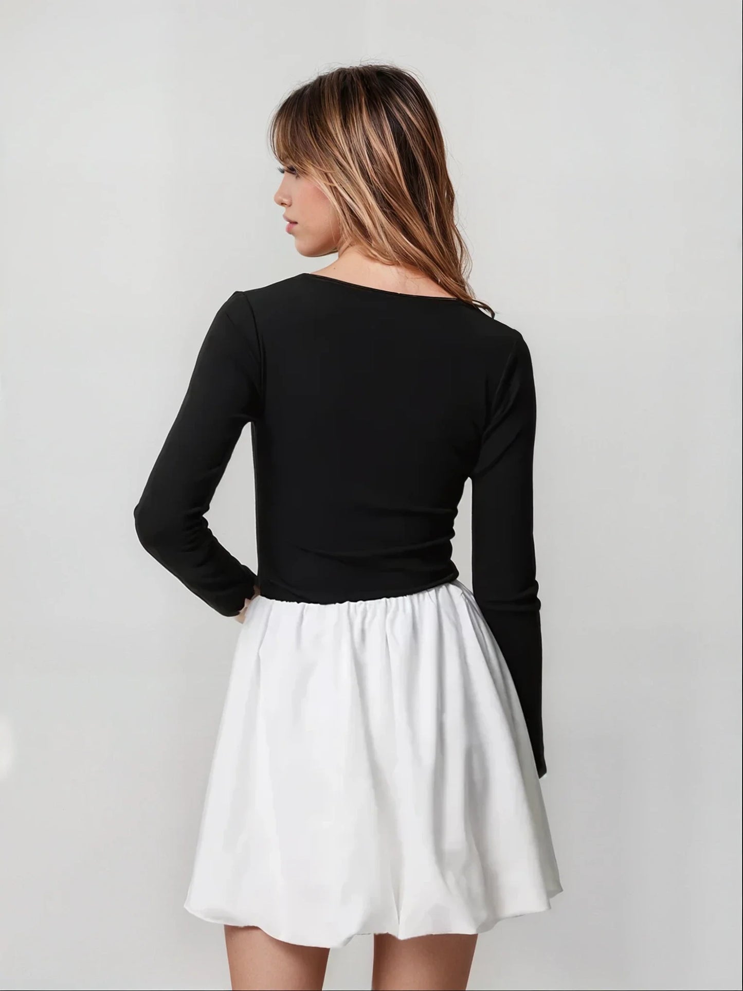 MWB V-Neck Ribbed Bow Top