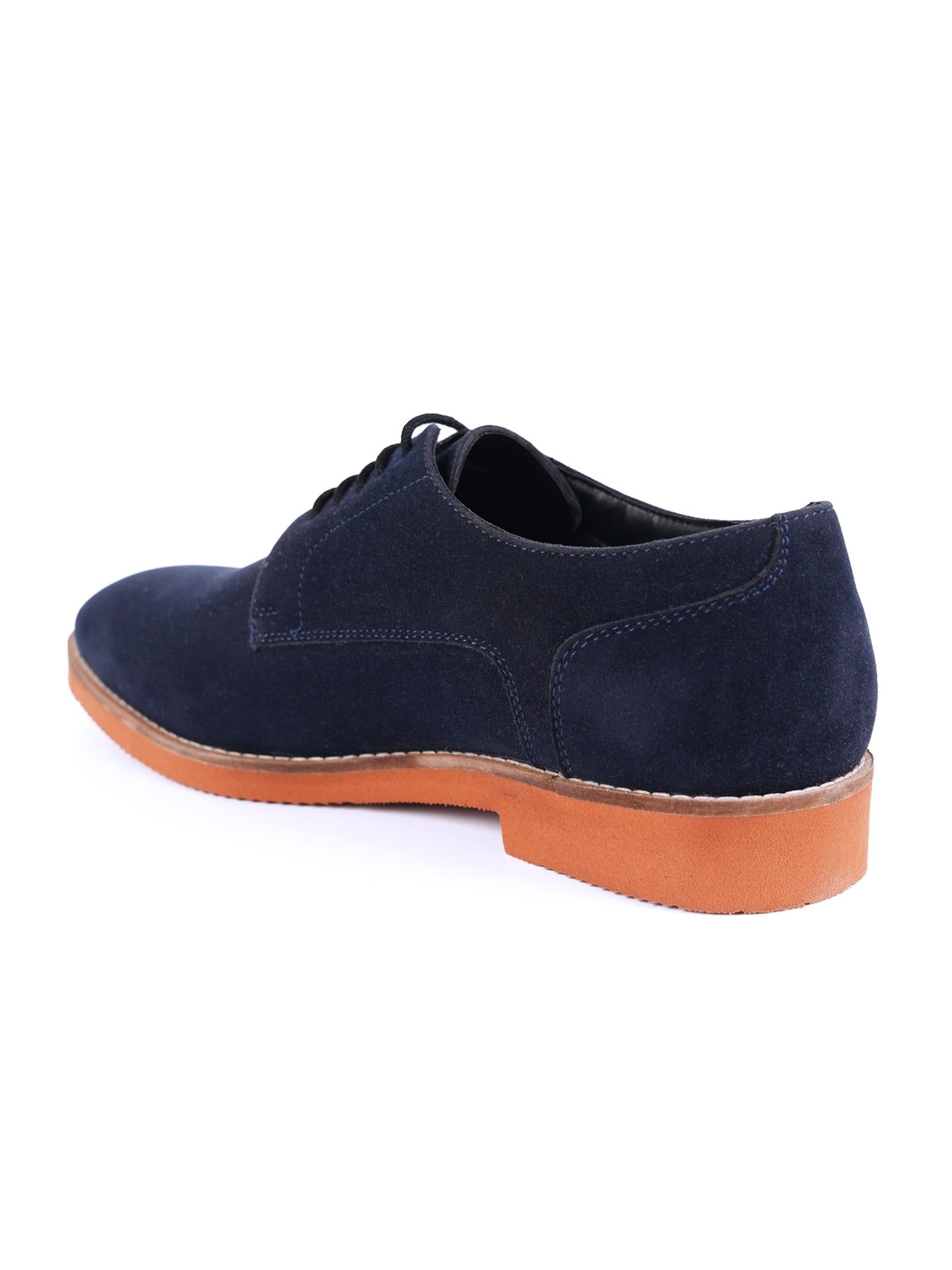 Monkstory Elegance Derby Suede Lace-Ups - Navy Blue