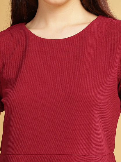 Women Karara Top, Short Sleeve, Polyester, maroon