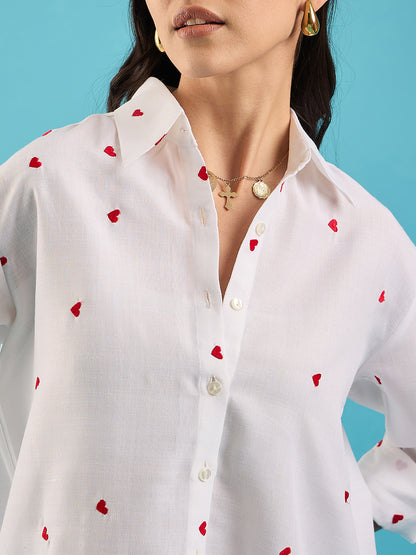 All Over Embroidered Cotton Shirt