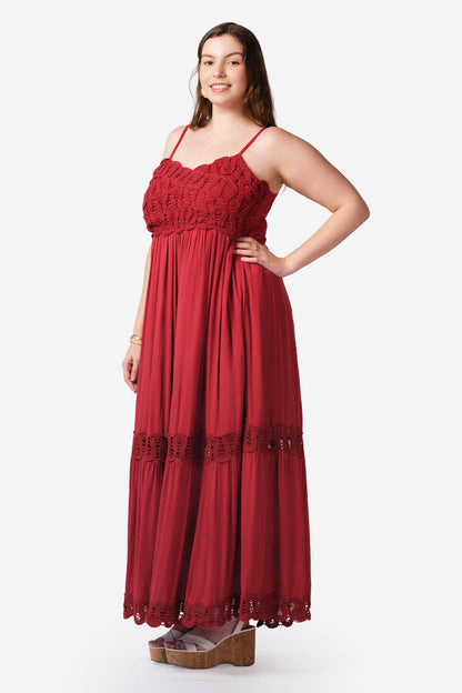 100% Viscose Maxi Dress Strappy Lace Style