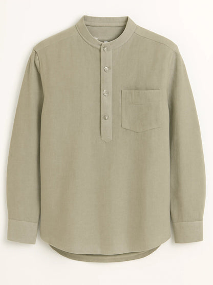 Sand Linen Blend Textured Short Kurta