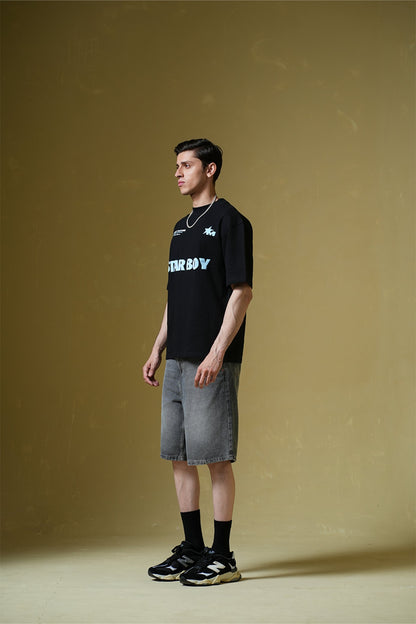 Star Boy Black Oversized T-Shirt