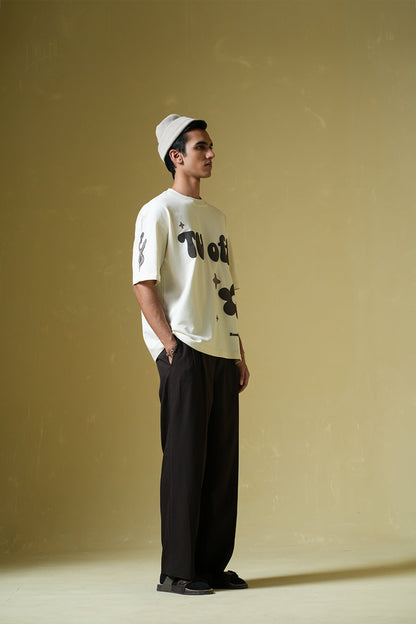 TV off Cream Oversized T-Shirt