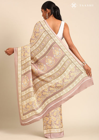 Copper A/O Floral Printed Art Tussar Matka Silk Saree