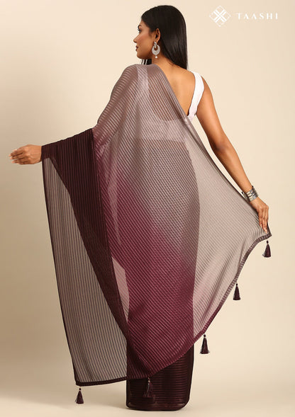 Multicolor Ombre Striped Chiffon Saree