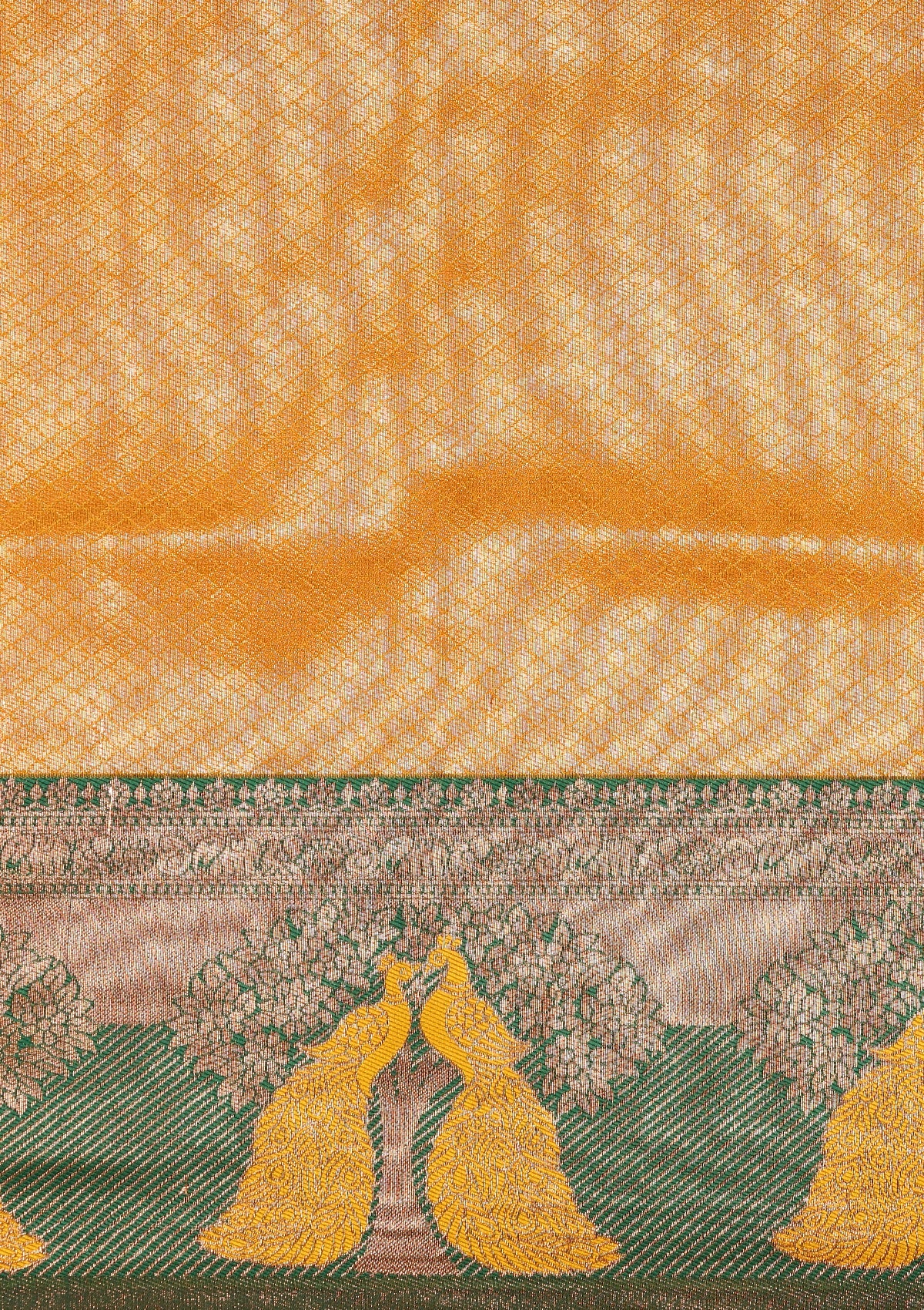 Mustard Tissue Brocade Weaving Silk Saree