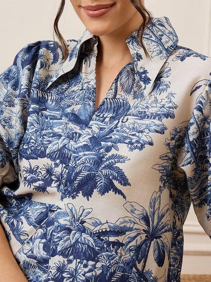 Front Pleated Linen Midi Dress