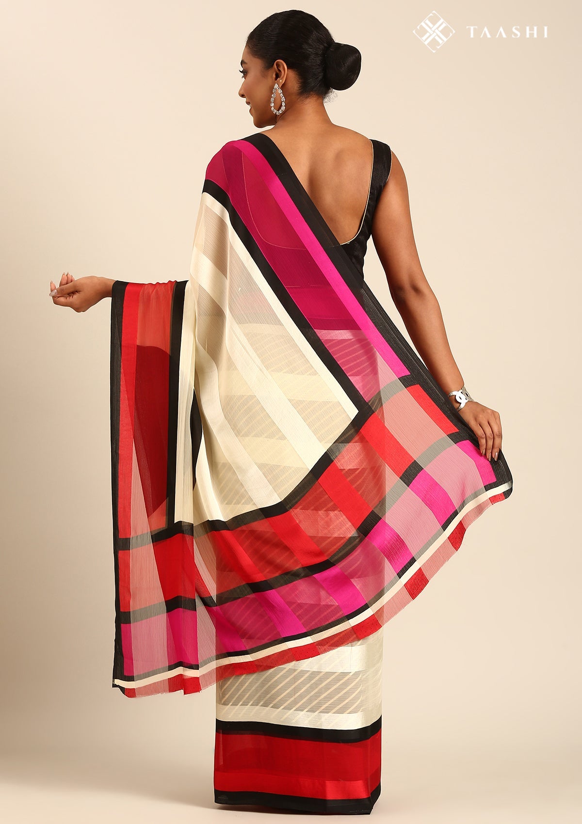 Multicolor Abstract Printed Chiffon Saree