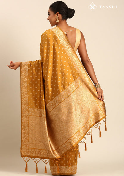 Mustard Butta Woven Tussar Saree