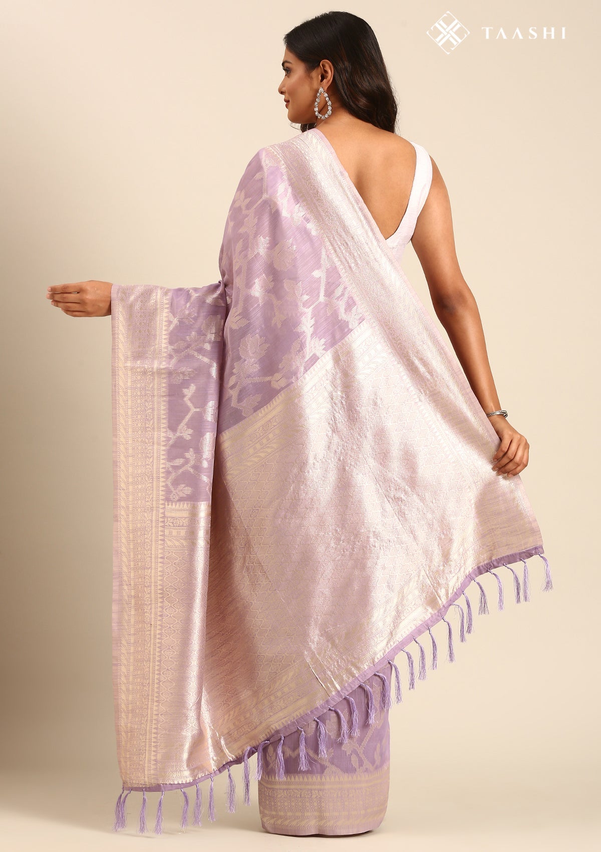 Mauve Floral Woven Tussar Saree