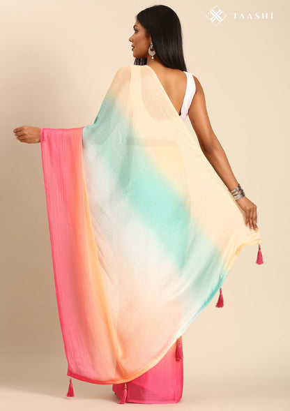 Multicolor Dyed Chiffon Saree