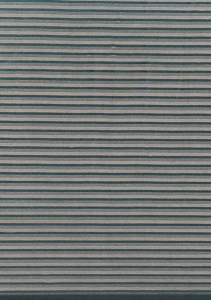 Teal Ombre Metallic Zari Striped Chiffon Saree