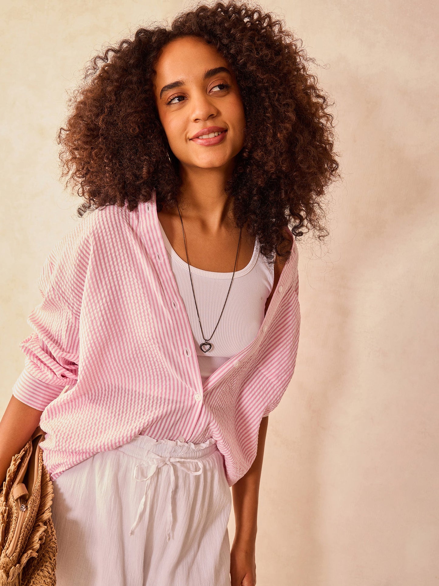 Pink Oversized  Stripe Shirt