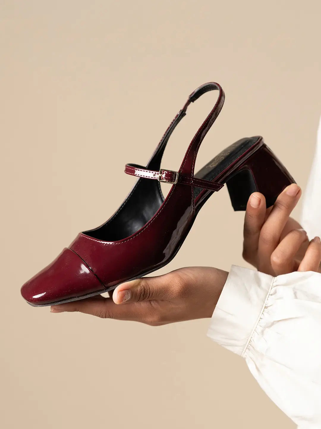 Theater Women Maroon Twiggy Piggies Mary Jane Block Heels