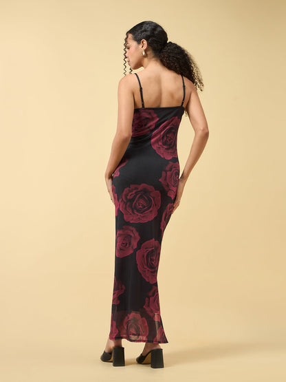 Black Thin Stapped Fitted Dress