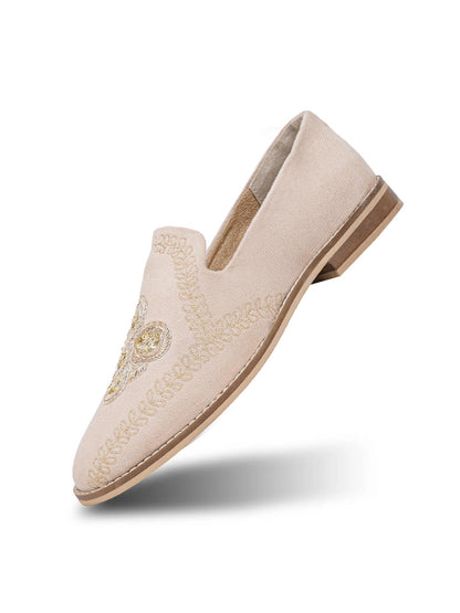Monkstory Embroidered Slip-ons - Beige