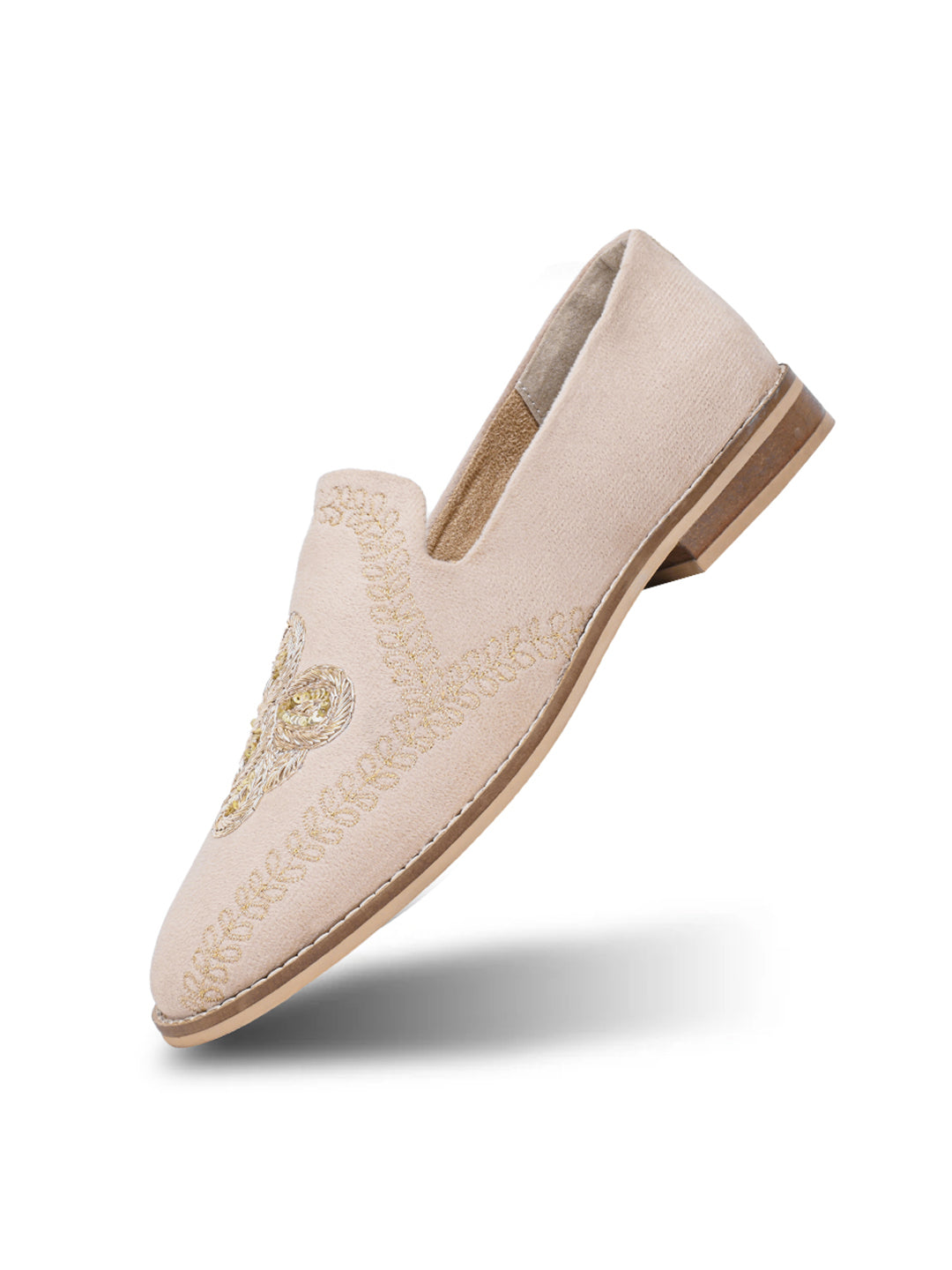 Monkstory Embroidered Slip-ons - Beige