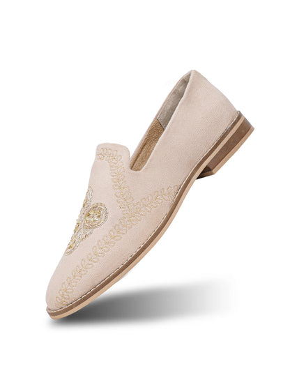 Monkstory Embroidered Slip-ons - Beige