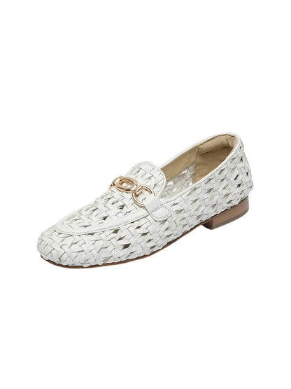Cora White Flat Loafers