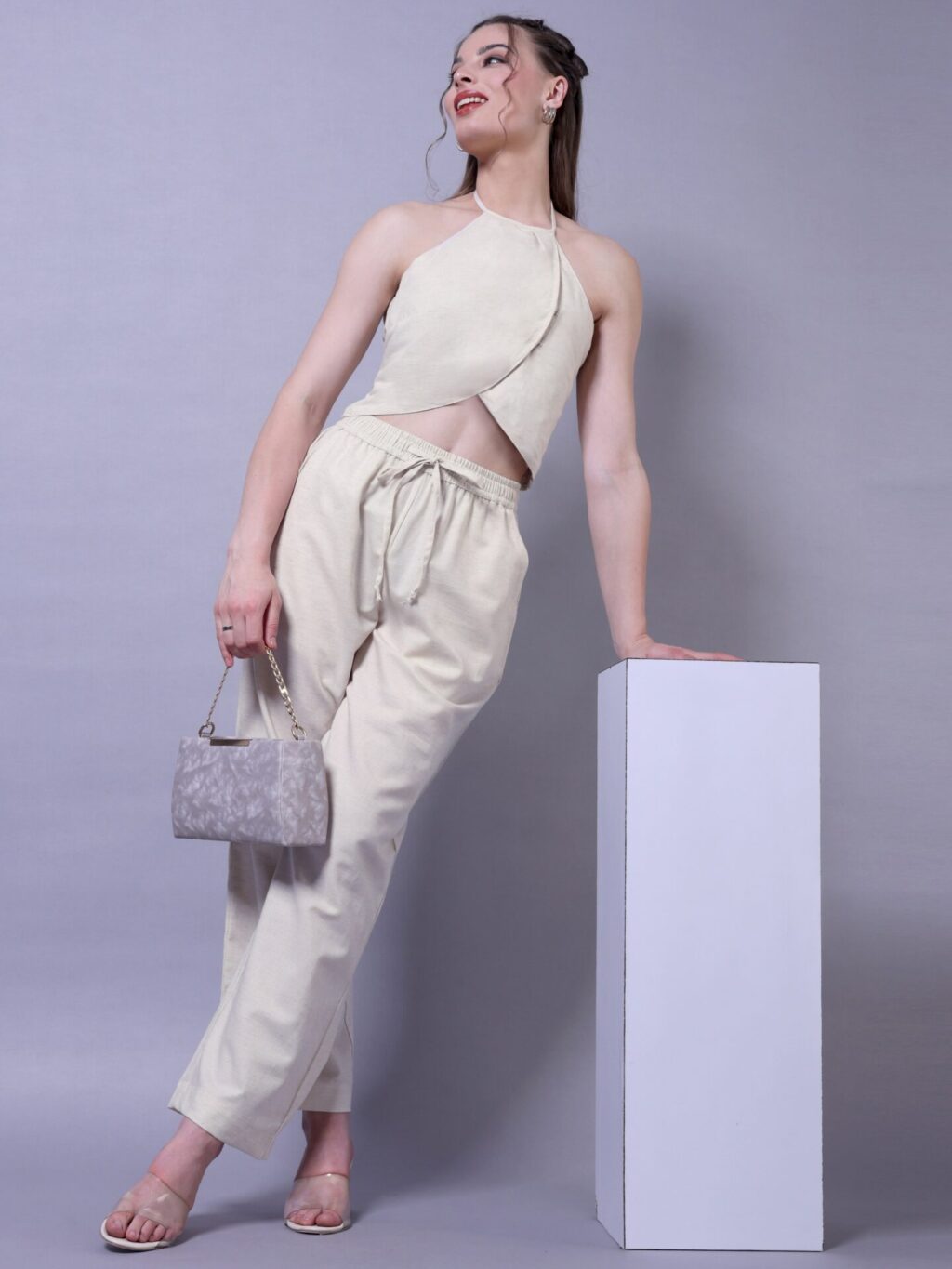 Linen Halter Co-ord Set | Off White