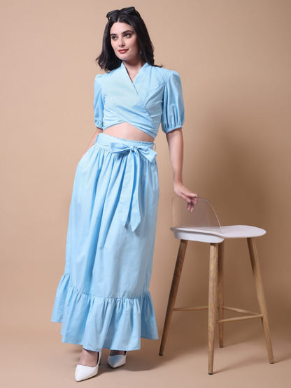 Gathered Maxi Co-ord Set | Sky Blue