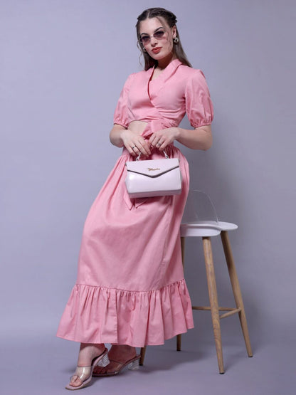 Gathered Maxi Co-ord Set | Pink