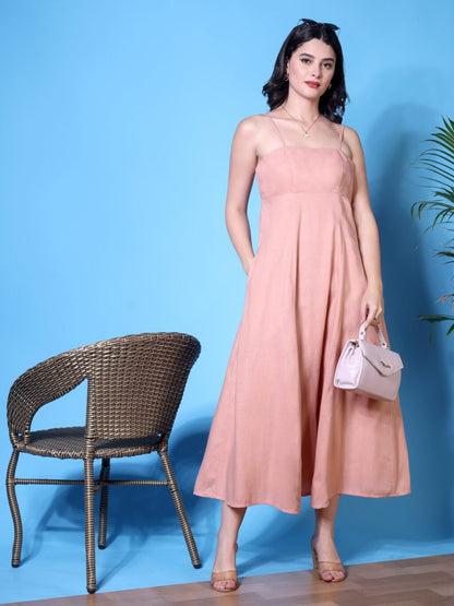 Strappy Midi Dress | Pink