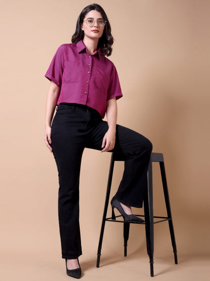 Cropped Pocket Shirt | Pink