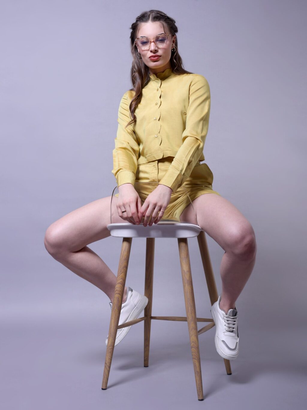 Scallop Trim Shirt and Shorts Set | Gold