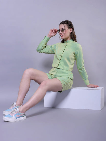 Scallop Trim Shirt and Shorts Set | Green