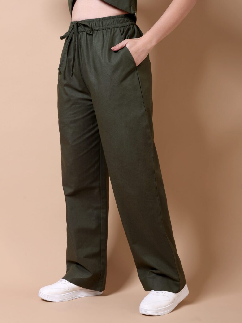 Linen Halter Co-ord Set | Dark Green