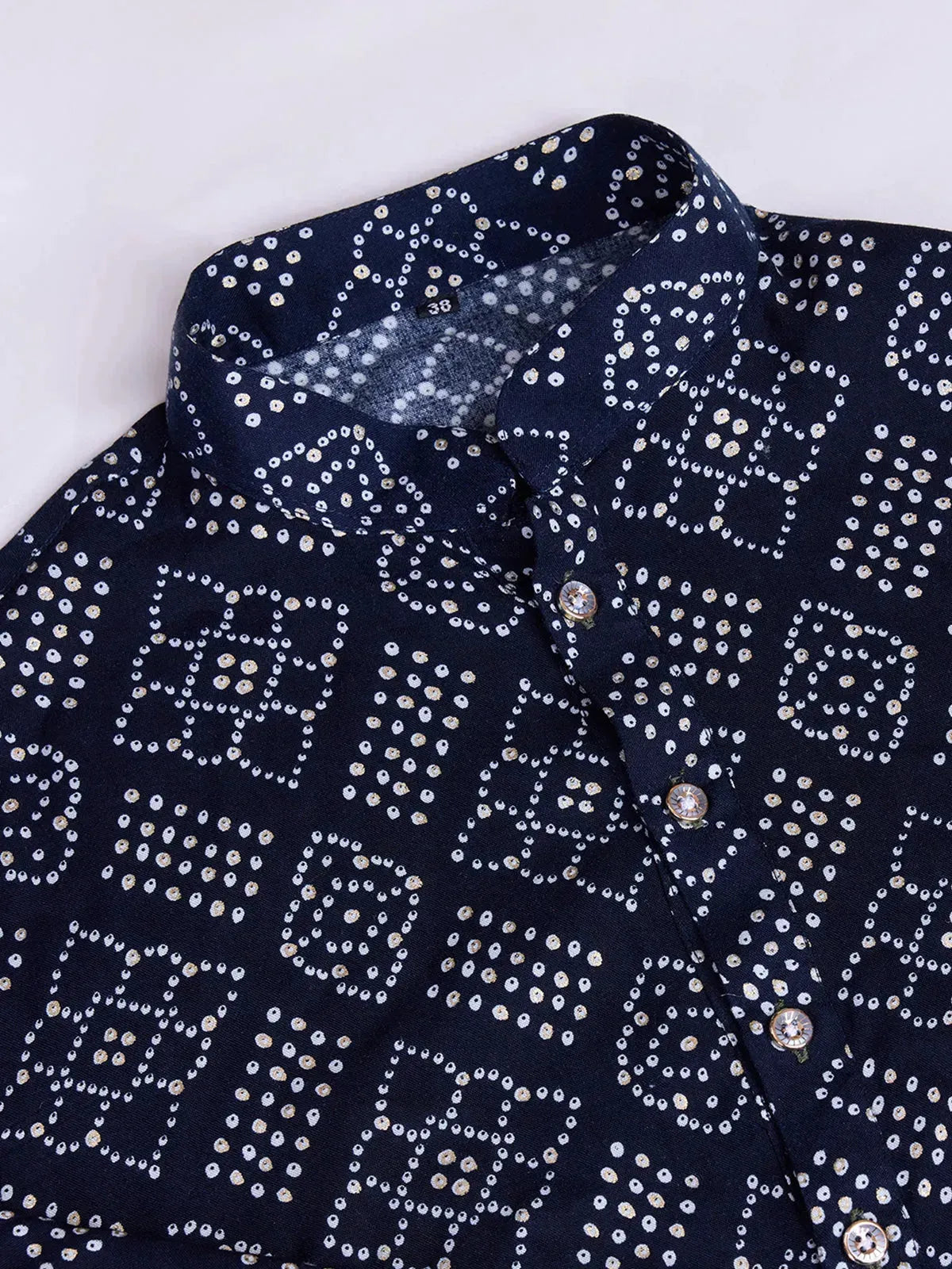 Navy Rayon Foil Printed Men's kurta For Every Occasion