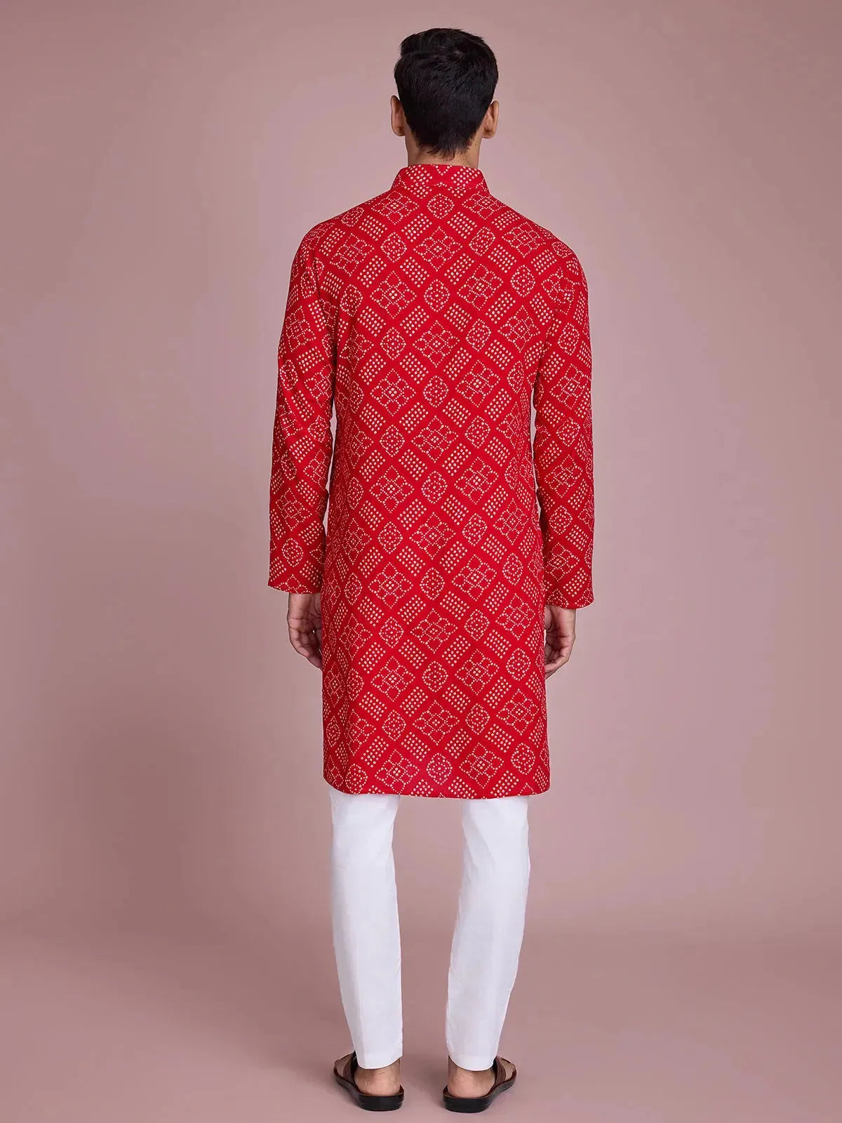 Red Rayon Foil Printed Men's kurta For Every Occasion