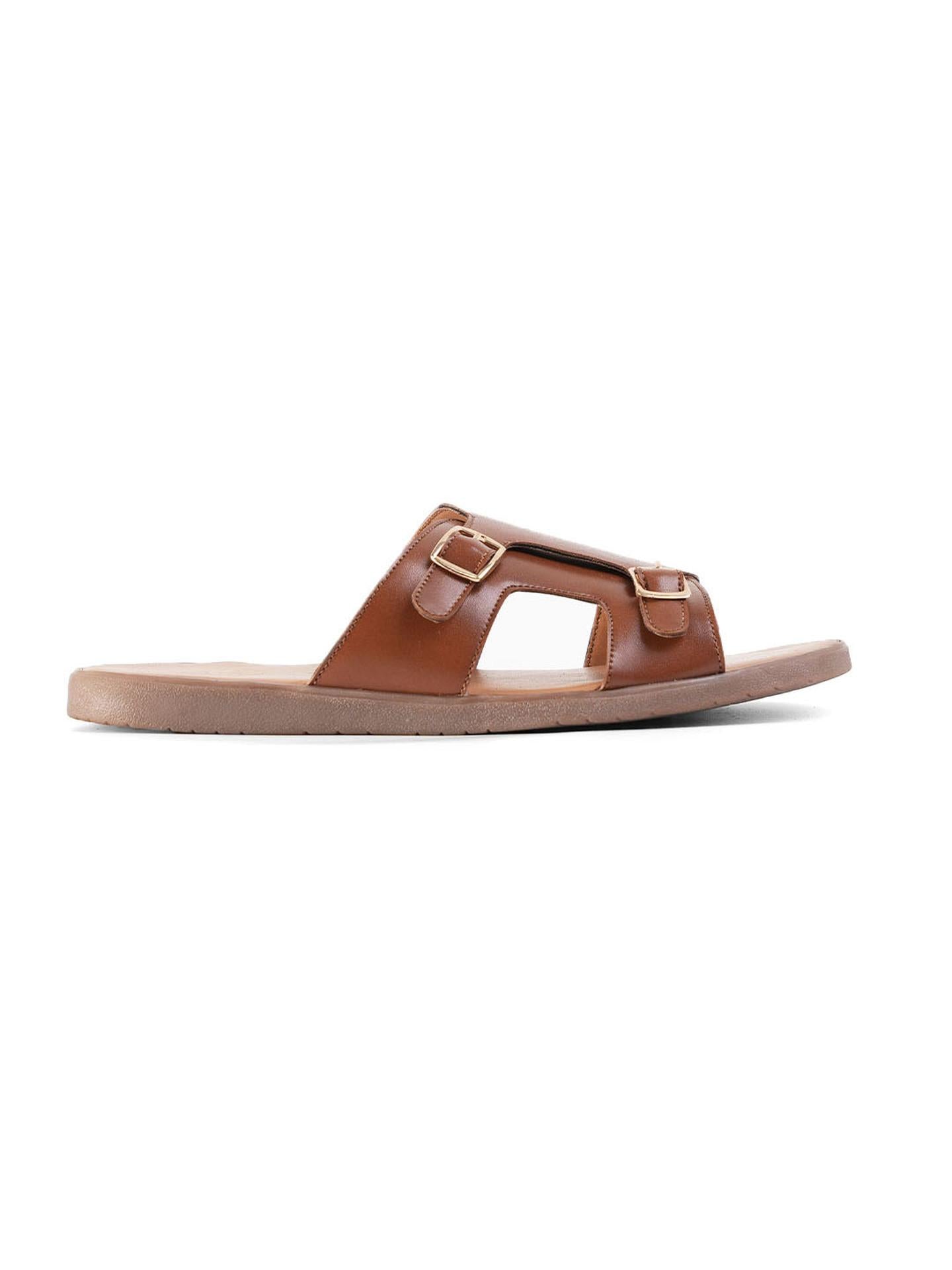 T-Rad Classic Double Monk Strap Sandals - Tan - UK 10 EU 44