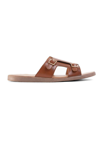T-Rad Classic Double Monk Strap Sandals - Tan - UK 10 EU 44