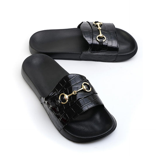 Monkstory Old Money Horsebit Sliders - Black