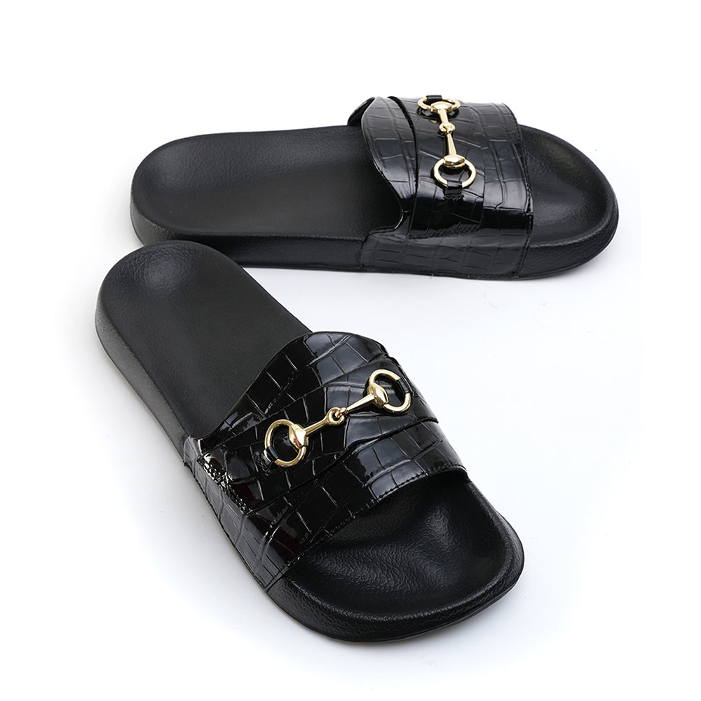 Monkstory Old Money Horsebit Sliders - Black