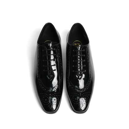 Glossy Classic Patent Lace-Ups - Black