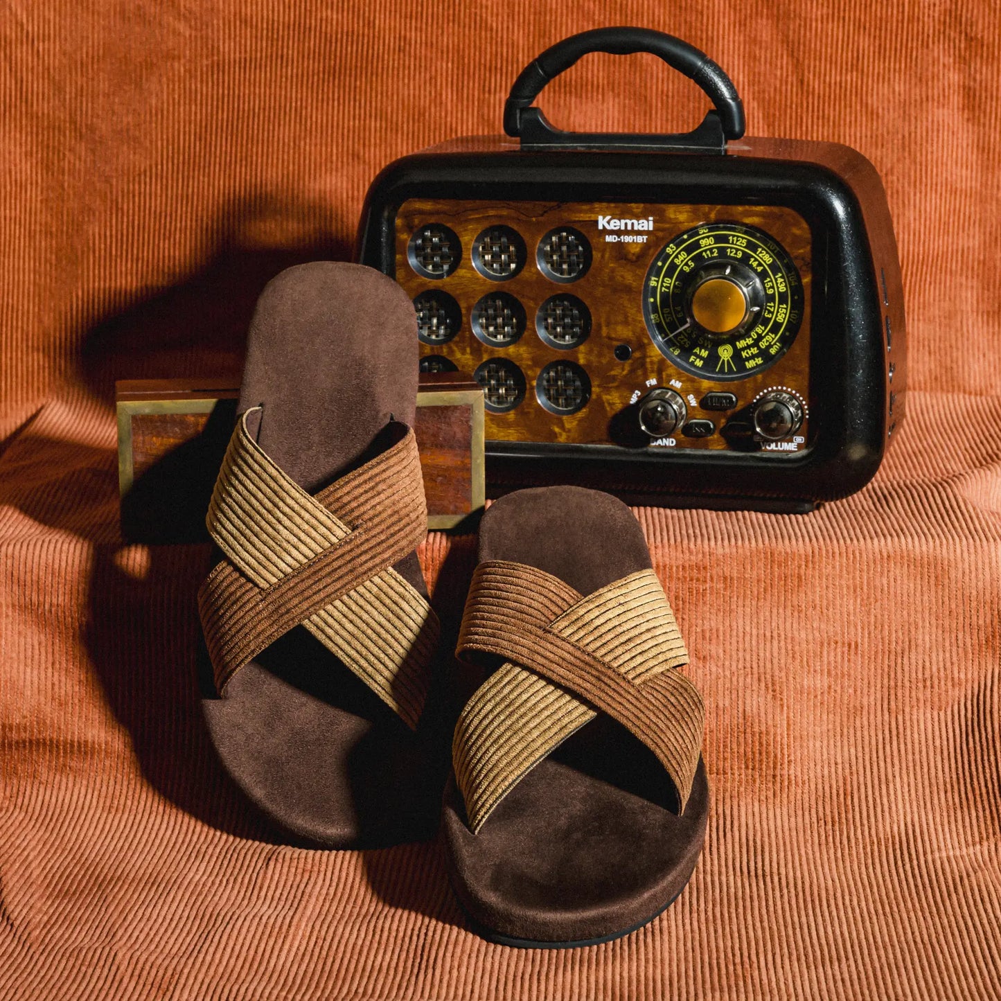 Paaduks Ben Crossover Corduroy Brown Slides