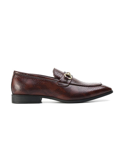 Monkstory Horsebit Snake-Effect Slip-Ons - Brown